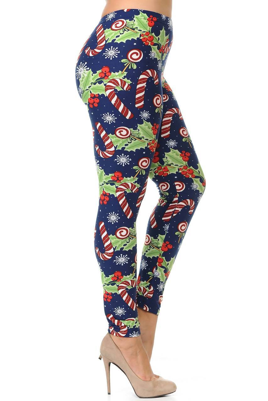 Candy Cane Noel Holiday Plus Size Leggings - 3X-5X - Big and Sexy ...