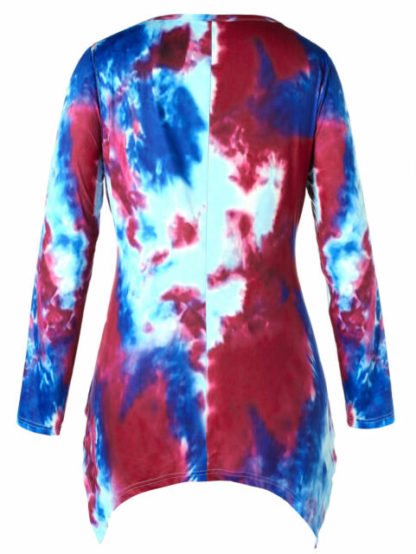 Plus Size Tie Dye High Low T-shirt Women's Blouse - Multi Color - Image 3