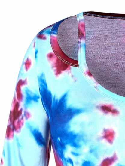 Plus Size Tie Dye High Low T-shirt Women's Blouse - Multi Color - Image 2