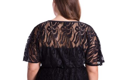 Women's Plus Size Floral Lace Top Blouse with Jersey Cami - Image 3