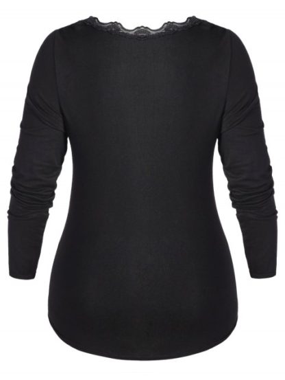 Studded Lace Trim Strappy Plus Size Top - Black - Image 4