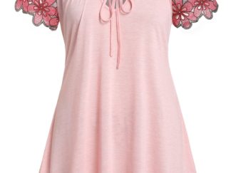 Plus Size Raglan Sleeve Lace Up T Shirt