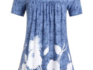 Plus Size Floral Print Flare T Shirt