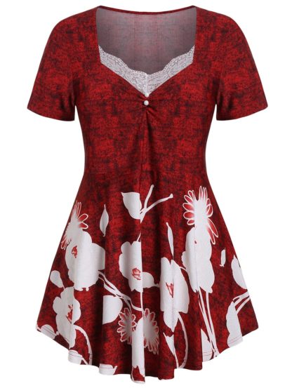 Plus Size Floral Marled T-shirt
