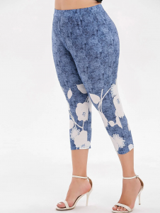 Plus Size Space Dye Capri Leggings - Slate Blue