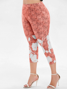 Plus Size Space Dye Capri Leggings - Light Coral