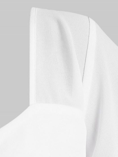 Skirted Twist Floral Plus Size Blouse - White - Image 3
