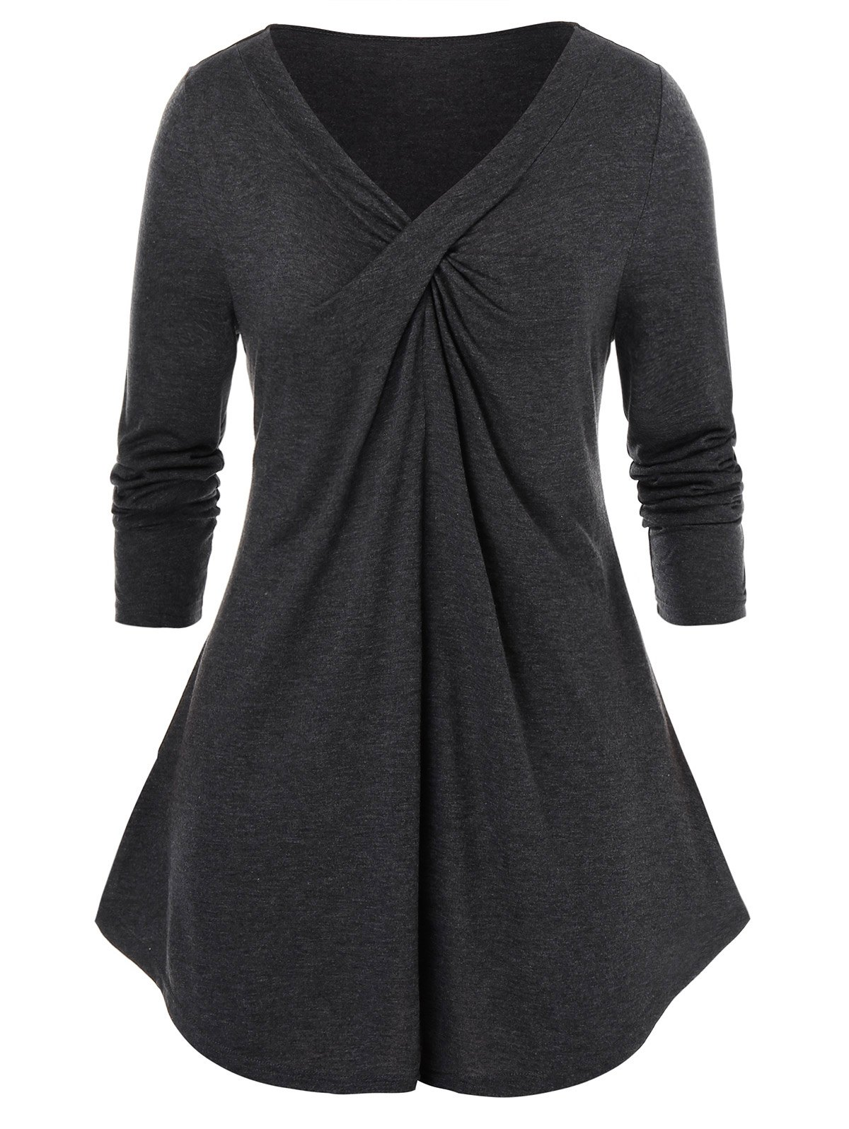 Long Sleeve Twist-front Plus Size Tunic Top - Big and Sexy Sportswear