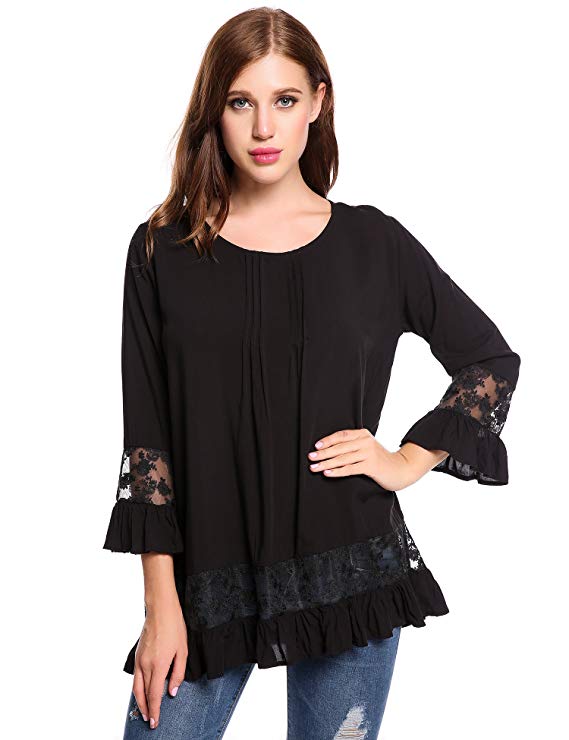 Plus Size Lace Splice Flare Sleeve - Big and Sexy Sportswear